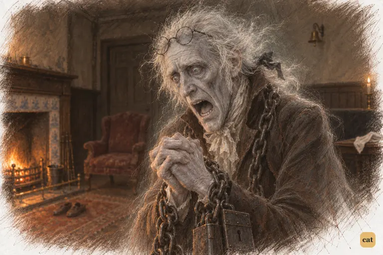 Marley's Ghost wrings his hands above his dropped jaw and cries out that mankind was his business.