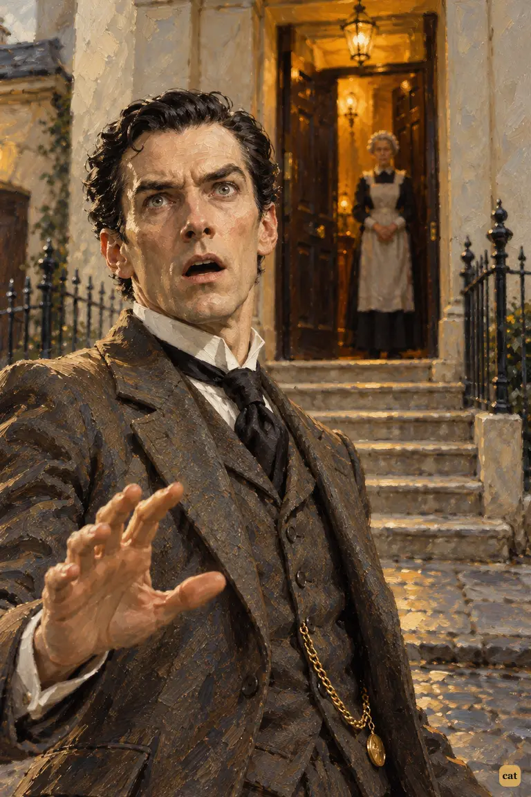 On the steps of Briony Lodge, Sherlock Holmes recoils, white-faced, as the housekeeper tells him Irene Adler has left England for good.