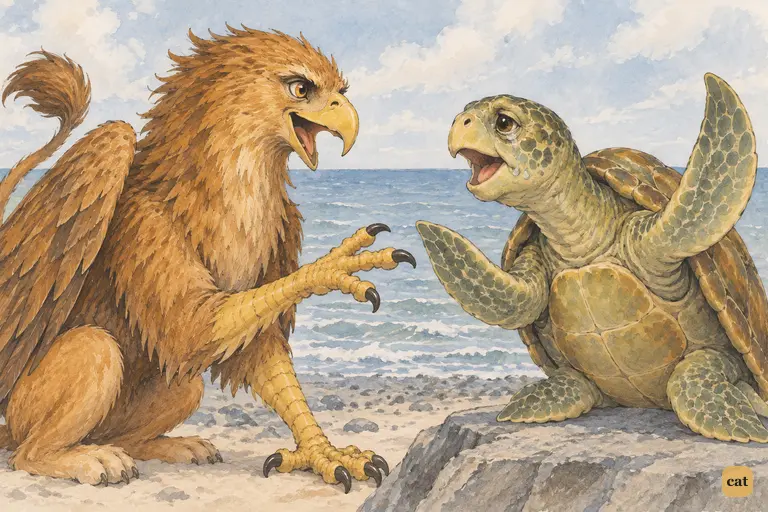 The Gryphon and the Mock Turtle talk over each other describing the Lobster Quadrille