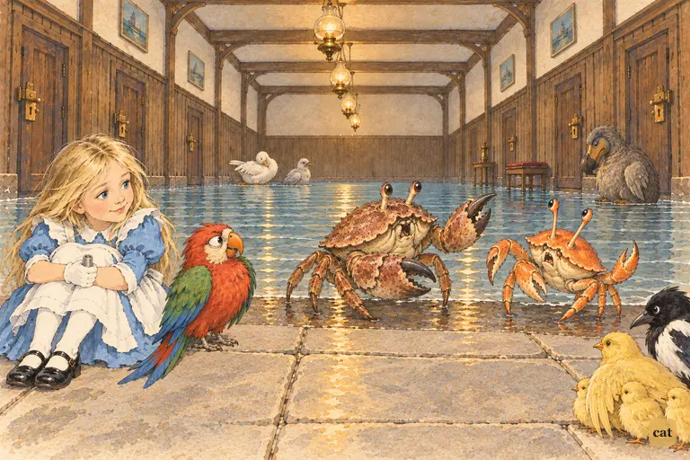 At the water's edge an old Crab lectures her daughter, who snaps back at her