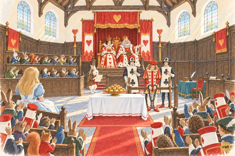 The whole court applauds the King's absurd "clever" reasoning.