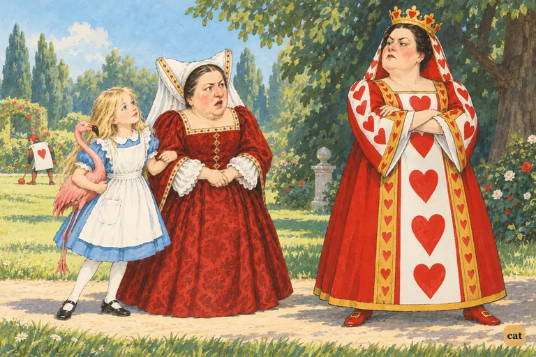 The Duchess breaks off in the middle of the word "moral" and Alice looks up.