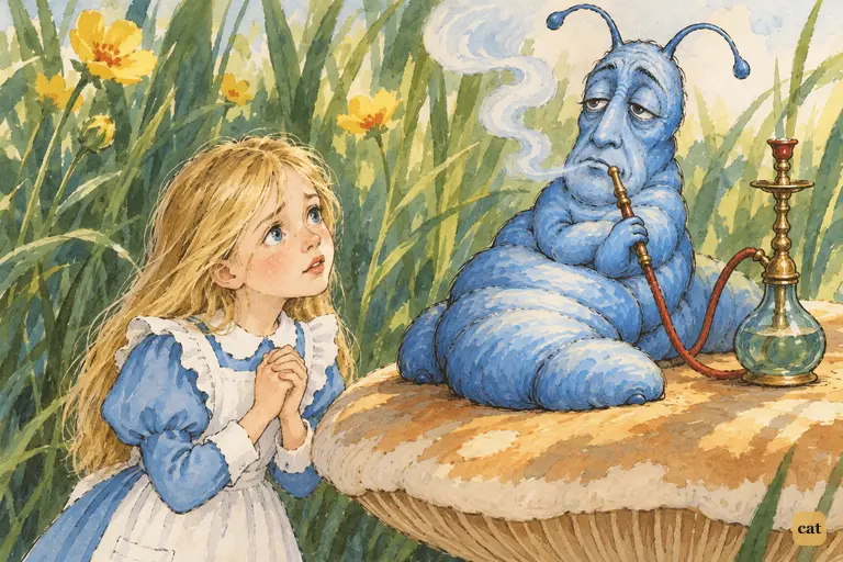 Alice pleads, "But I'm not used to it!"