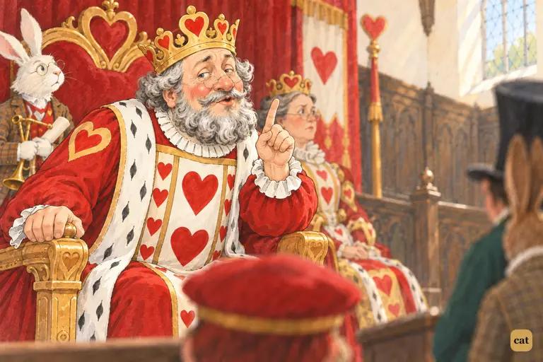 The King of Hearts snaps at the trembling Hatter that twinkling begins with a T
