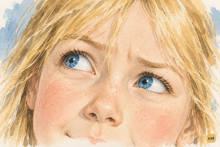In close-up, Alice narrows her blue eyes, working out the Mock Turtle's school hours