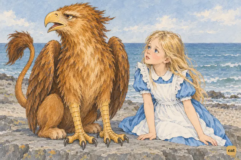 The Gryphon turns his beak away and explains that sea-shoes are made of soles and eels
