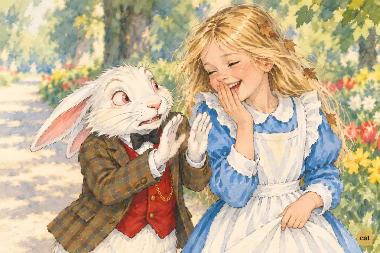 Alice laughs out loud at the thought of the Duchess boxing the Queen's ears.