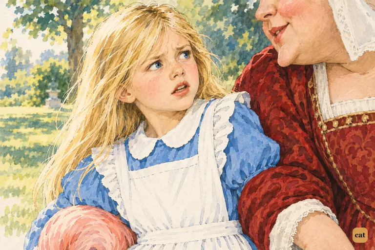 Close-up of Alice as her patience runs out.