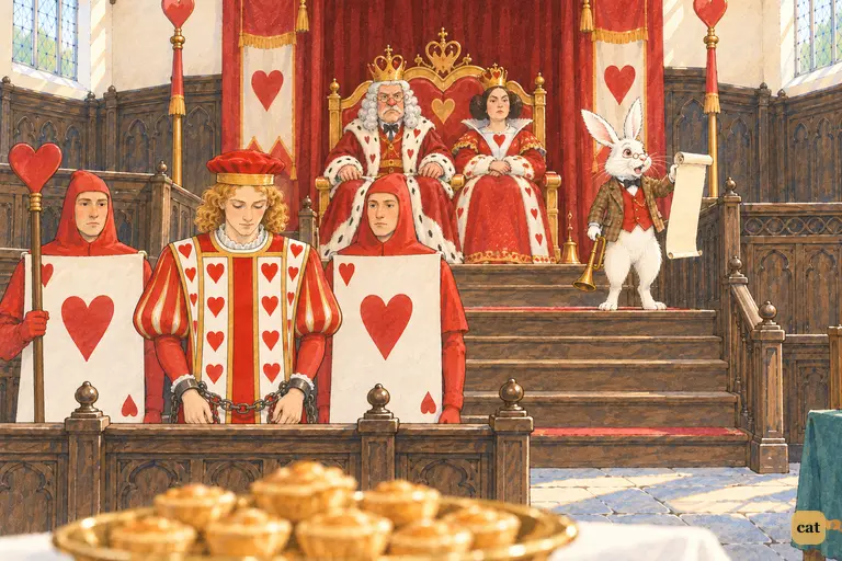 The White Rabbit, as herald, reads the charge from his parchment