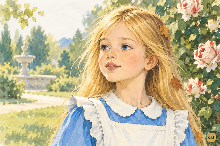 Alice tells the Queen her name and realizes the court is only a pack of cards