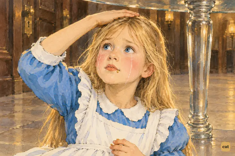 Alice has eaten the last of the EAT ME cake.