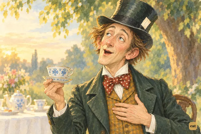 For one dreamy moment the Hatter is back on the Queen's stage.