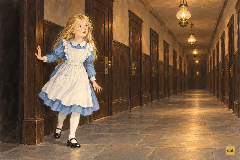 Alice rounds the corner at full speed and stops short.