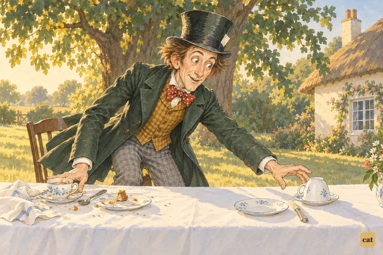 The Hatter suddenly breaks into the Dormouse's story on a whim.