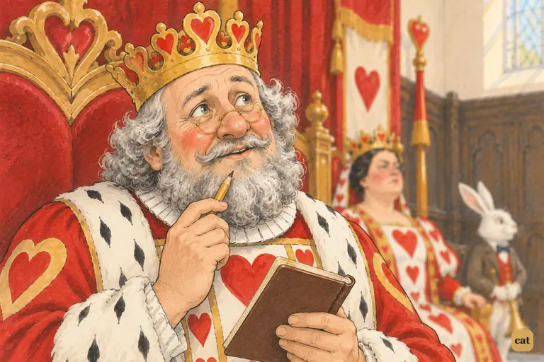 The King of Hearts murmurs important–unimportant, trying which word sounds best