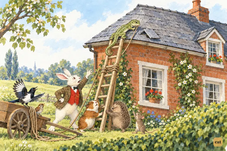 A cart has rattled up to the White Rabbit's cottage.
