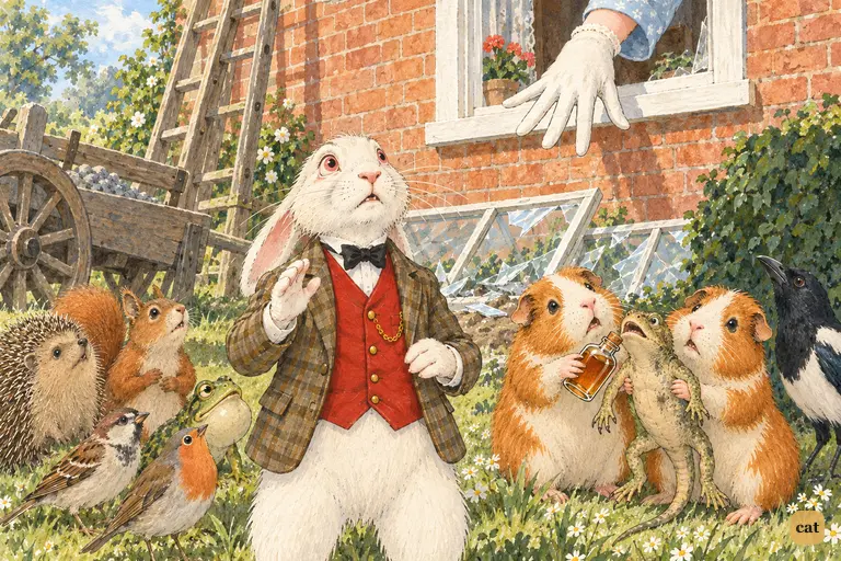At Alice's threat to set Dinah on them, the whole crowd in the Rabbit's garden stops dead.