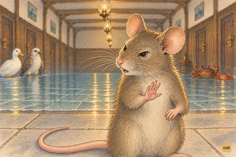 The Mouse stops his tale and glares at Alice for staring at his tail
