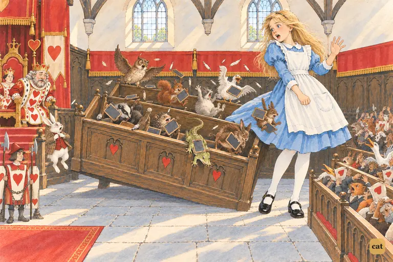 Alice has grown enormous and forgotten it.