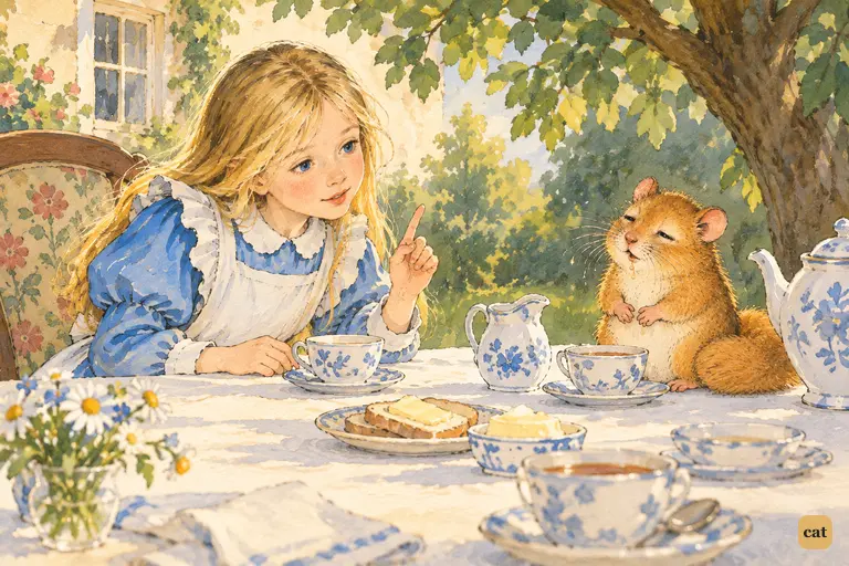 Alice gently objects that children living on treacle would be ill