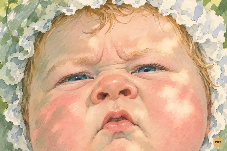 Alice finds no tears in the baby's small dry eyes above its turned-up snout
