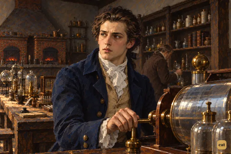 Victor stops at the electrical machine in the pale dawn light and turns his face toward the window.