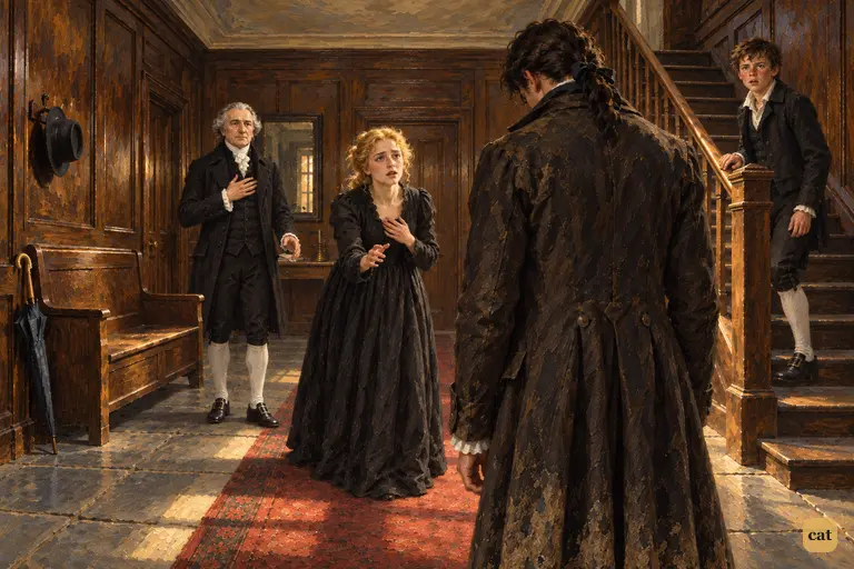 Worn out and silent, Victor comes home to Geneva and stops just inside the door
