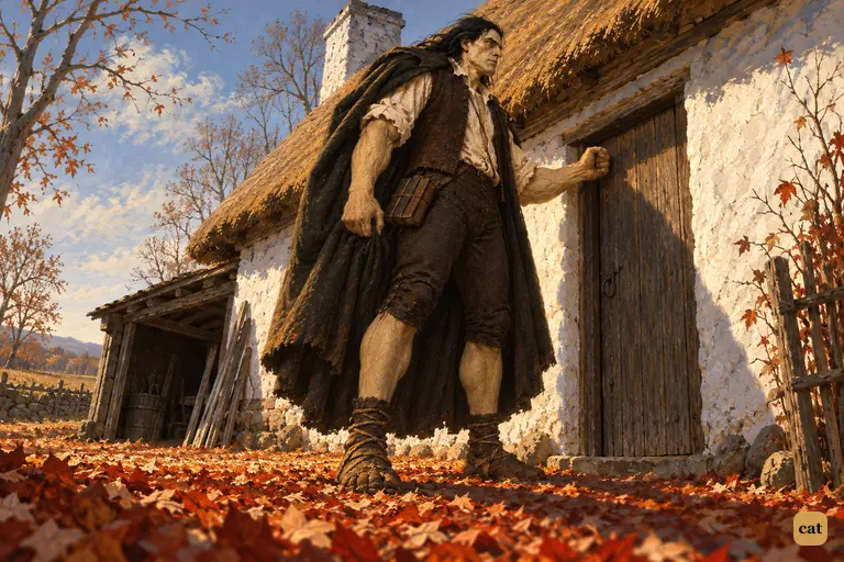 The creature has stepped out of his hovel into the cold autumn sun.