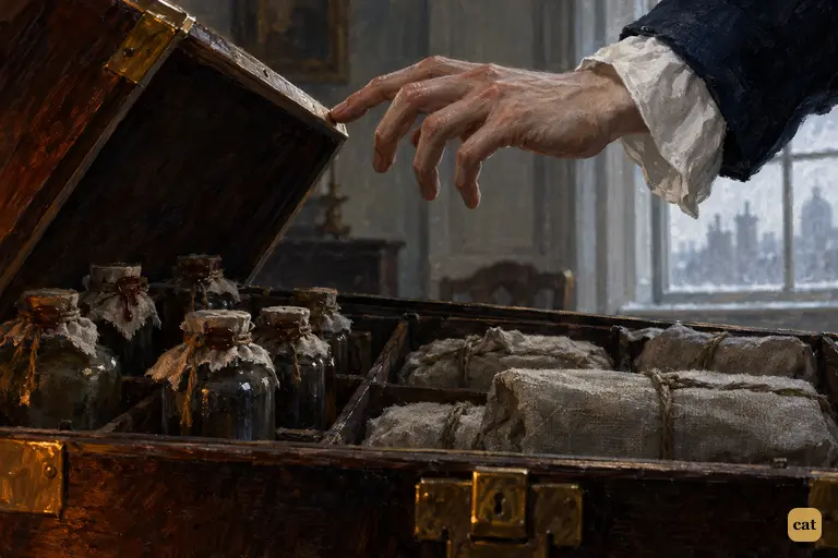 A trembling hand hangs over the first wrapped materials for the new creation