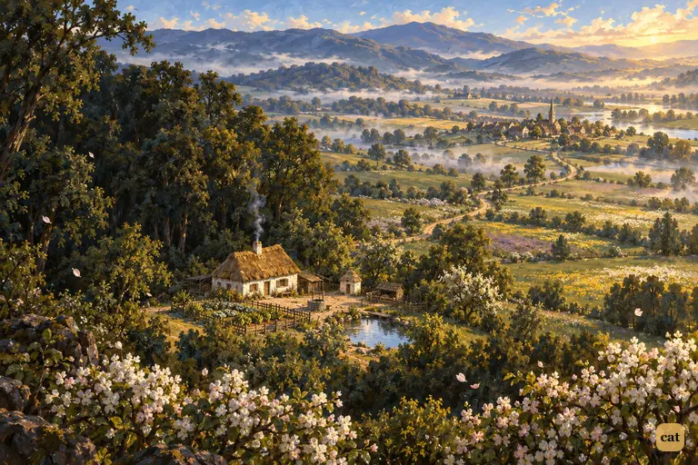At dawn the valley that was desert and gloomy all winter is covered in flowers and fresh green.