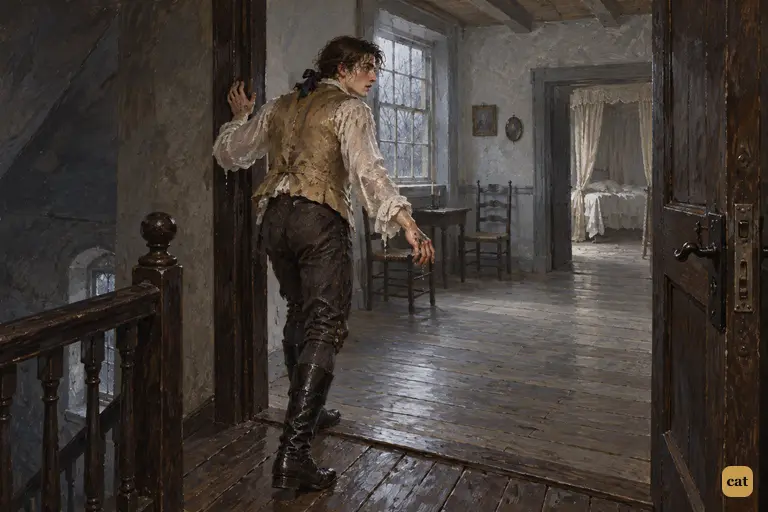 Victor throws open the door of his rooms expecting the monster and stops on the threshold.