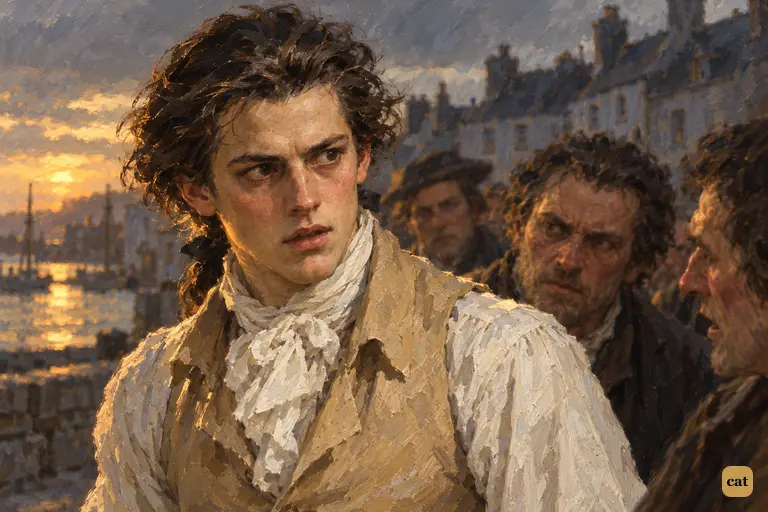 On the Irish quay, a hostile crowd closes in on Victor over a gentleman's murder