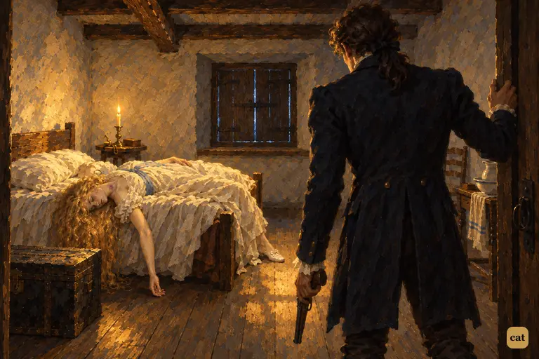 Victor stops dead on the threshold of the candlelit bridal chamber.