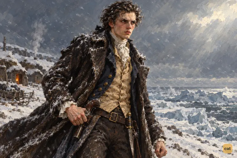 On the frozen shore of the last hamlet, Victor rises from his despair.