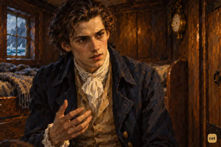In the lamplit cabin, the wasted Victor Frankenstein refuses to share his secret.