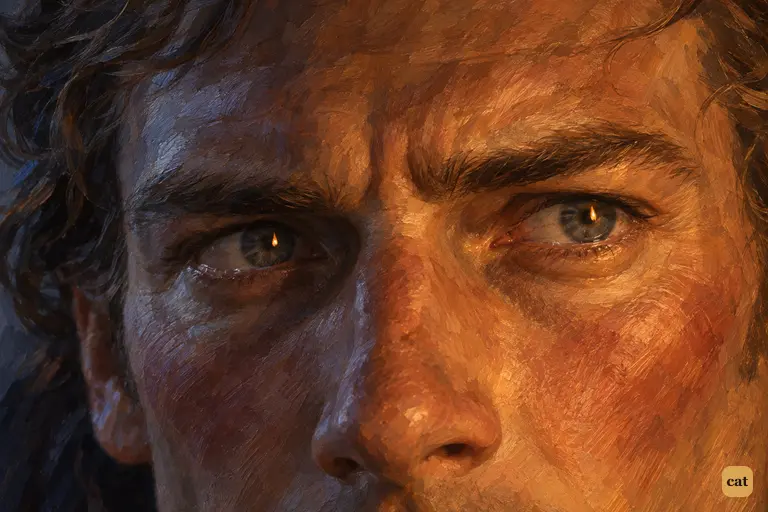 Walton's steady grey eyes hold trembling candle flames as no voice answers