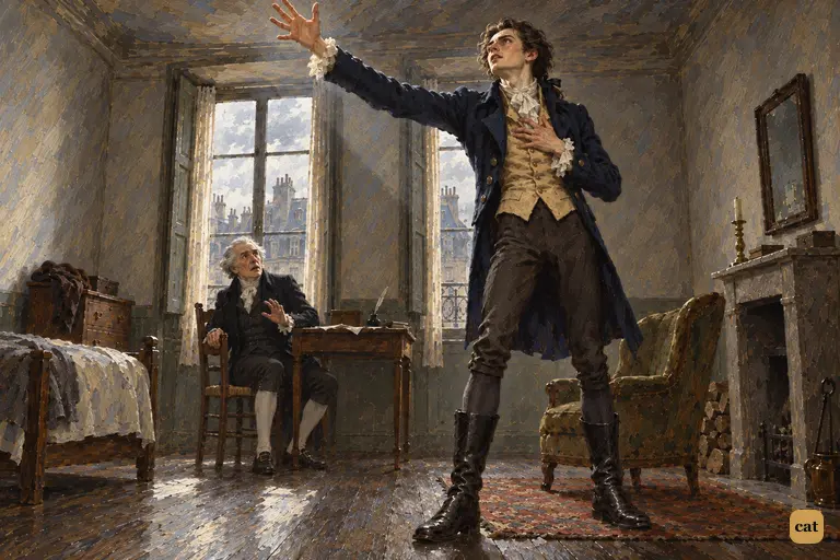 In Paris, feverish Victor springs up and calls the heavens to witness his guilt