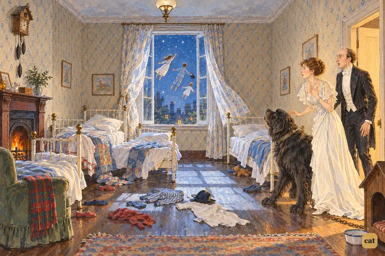 The parents and their great black dog burst into the nursery a moment too late.