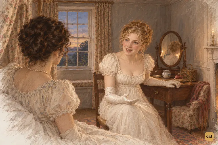 Jane finally shares her glowing admiration for Mr. Bingley with Elizabeth.