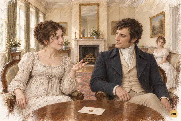 Elizabeth teases Darcy with easy confidence, and he answers with an affectionate smile