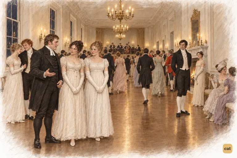 Collins announces his discovery with solemn delight to Elizabeth and Charlotte.