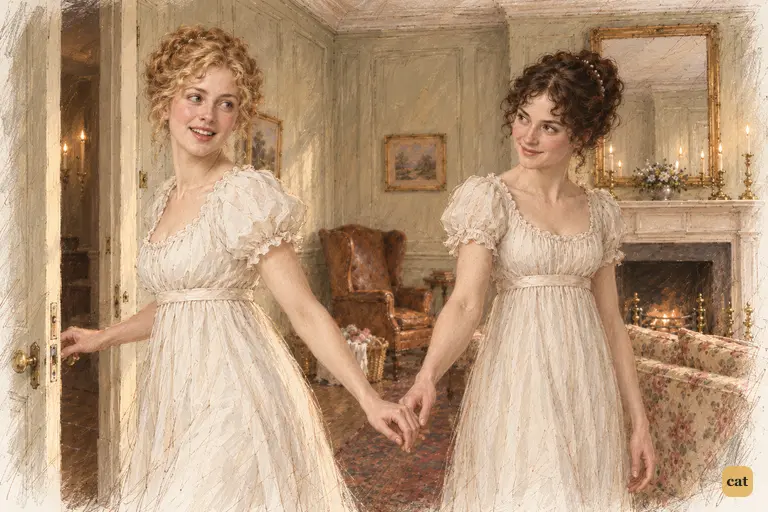 Jane leaves Elizabeth's embrace for the candlelit hall, eager to tell their mother