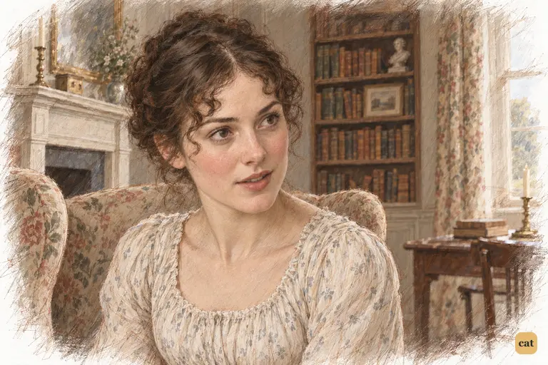 Elizabeth responds to the unexpected mention of Mr. Collins with quickly recovered curiosity.