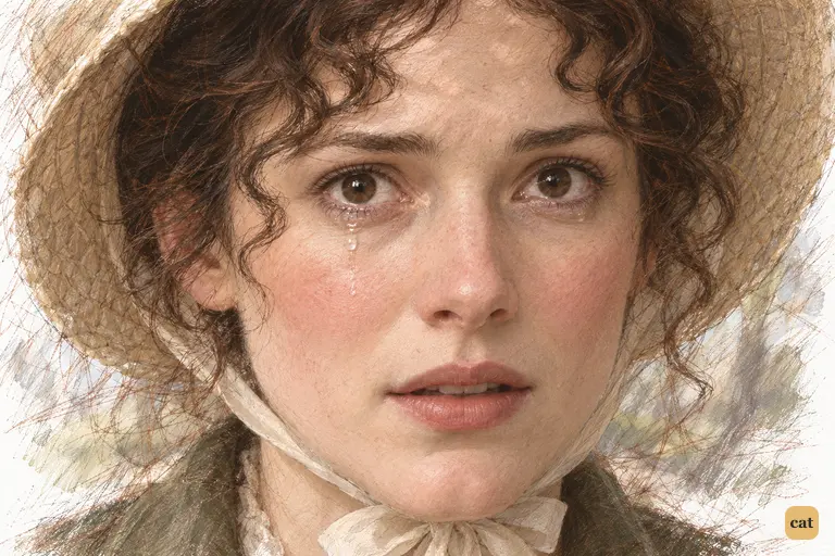 Elizabeth falls still after her outcry, wide eyes filled with tears