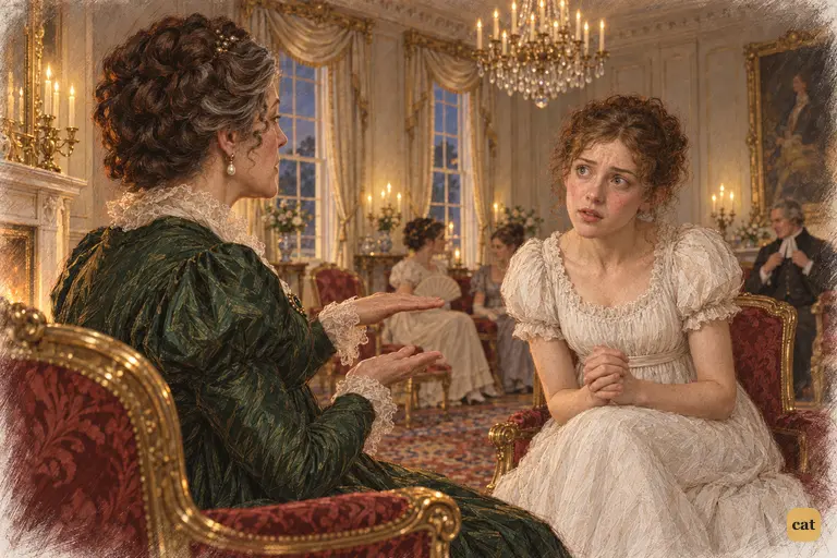 Maria nods at Lady Catherine's packing instructions, resolved to redo her morning's work