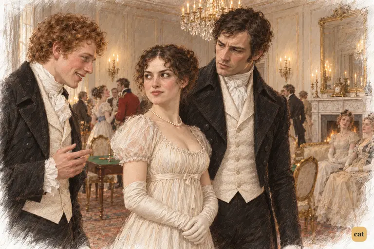 Elizabeth turns her shoulder on Darcy and answers Bingley with strained civility