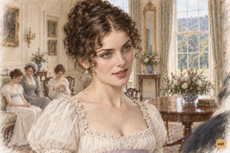 Caroline Bingley repeats Darcy’s former dismissal of Elizabeth with an expectant smile.