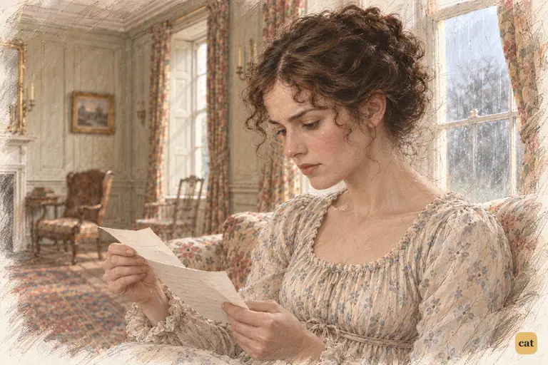 Elizabeth pauses while turning Jane’s letter, feeling the hurt beneath her sister’s generous words.