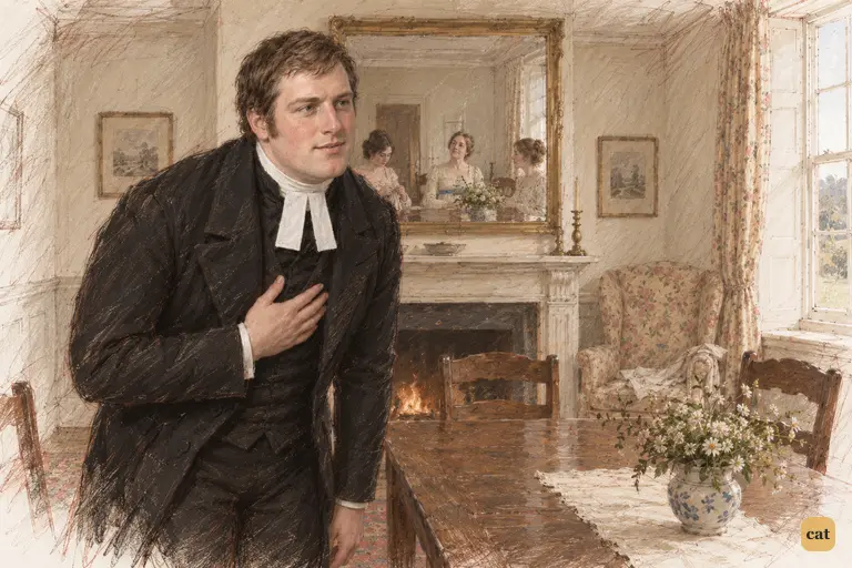 Mr. Collins solicits Mrs. Bennet’s permission to address Elizabeth privately.