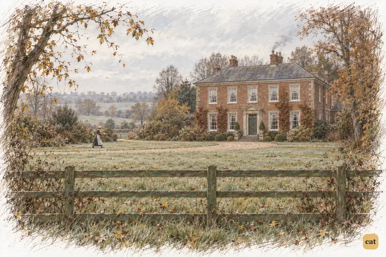 Longbourn rests quietly among misty autumn fields before the assembly.